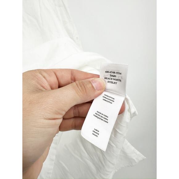 Rails Dari White Eyelet Drop Shoulder Tie Neck Top Size Large NWT - Picture 5 of 6